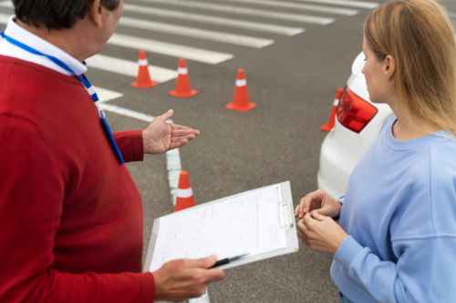 People standing in a parking lot